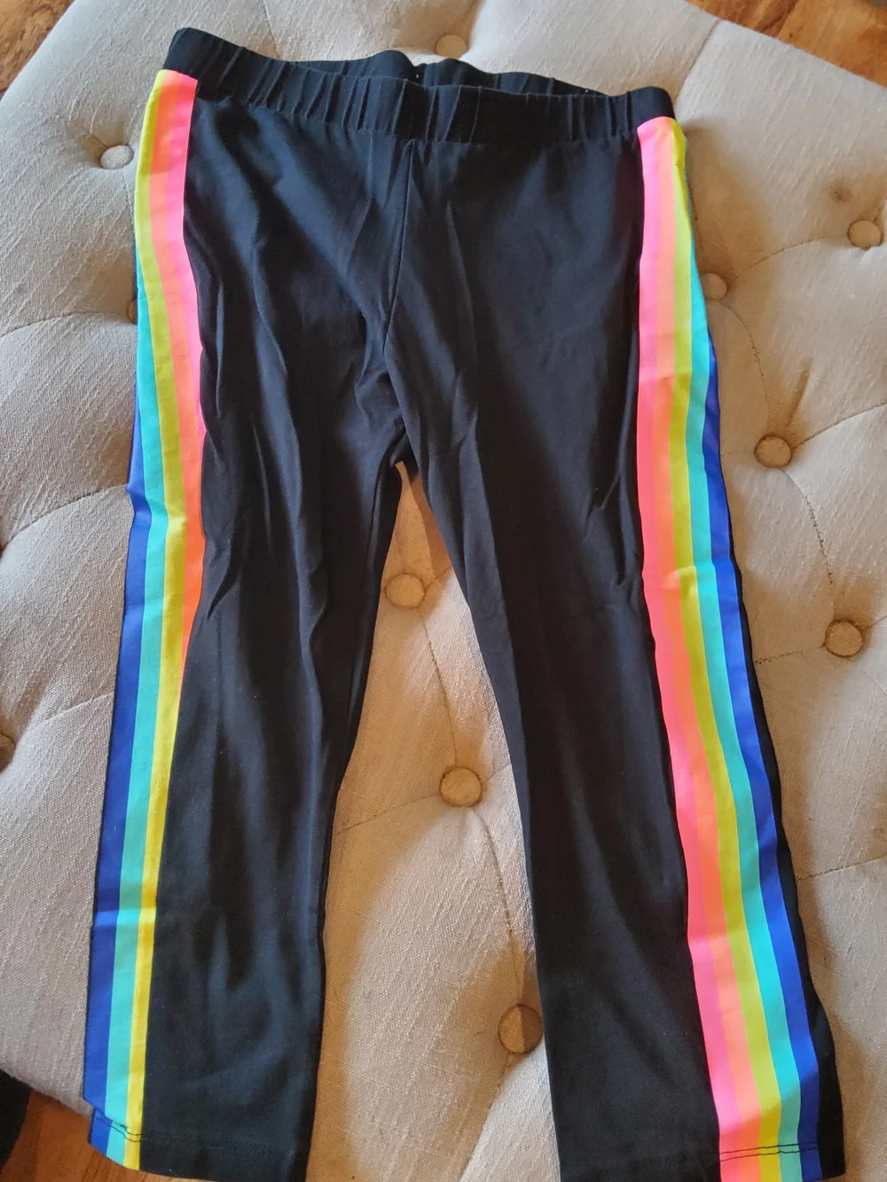 Justice Black Active Leggings with Pink Logo Tag